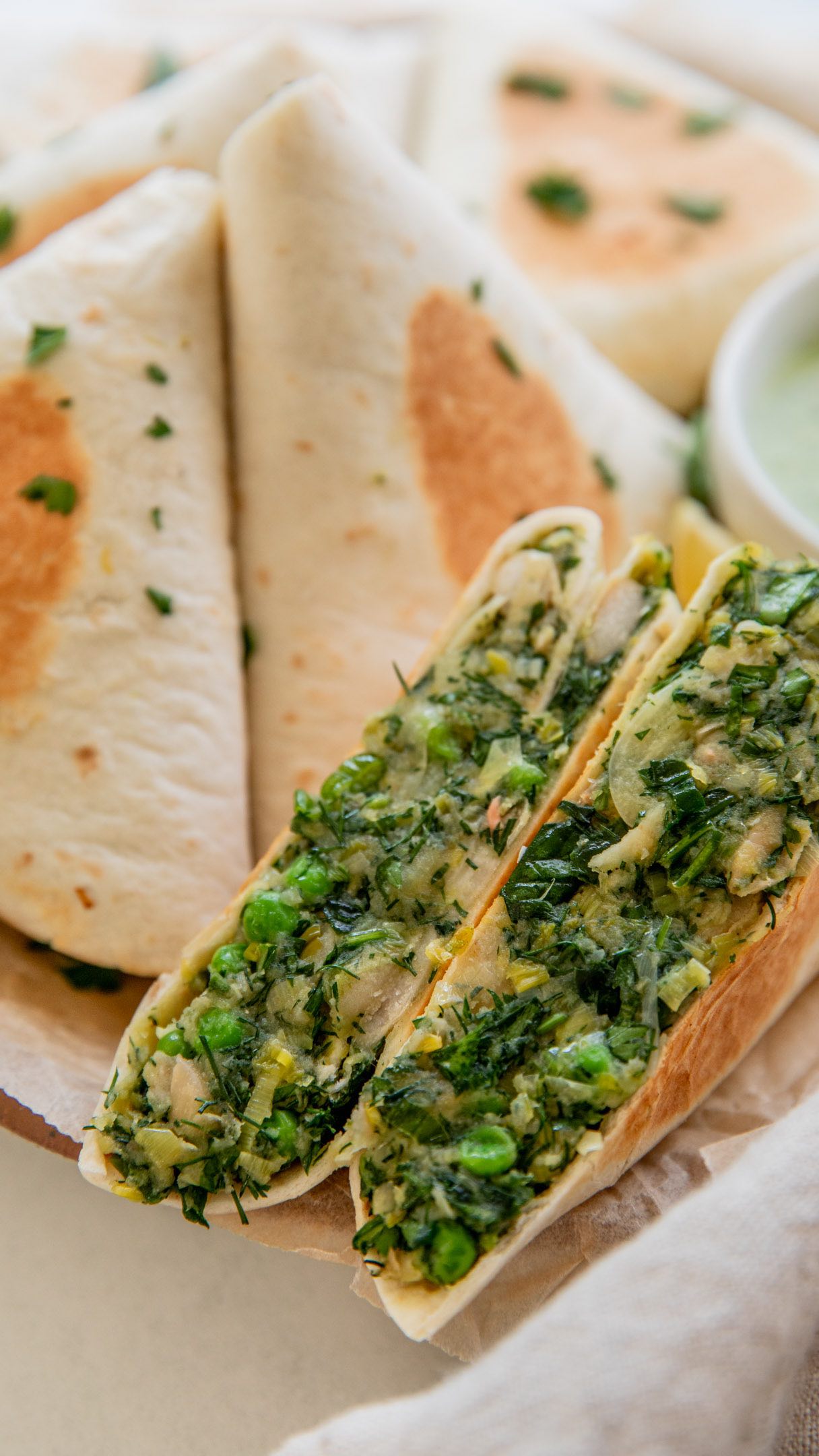 Caramelized Leek and Potato Wraps