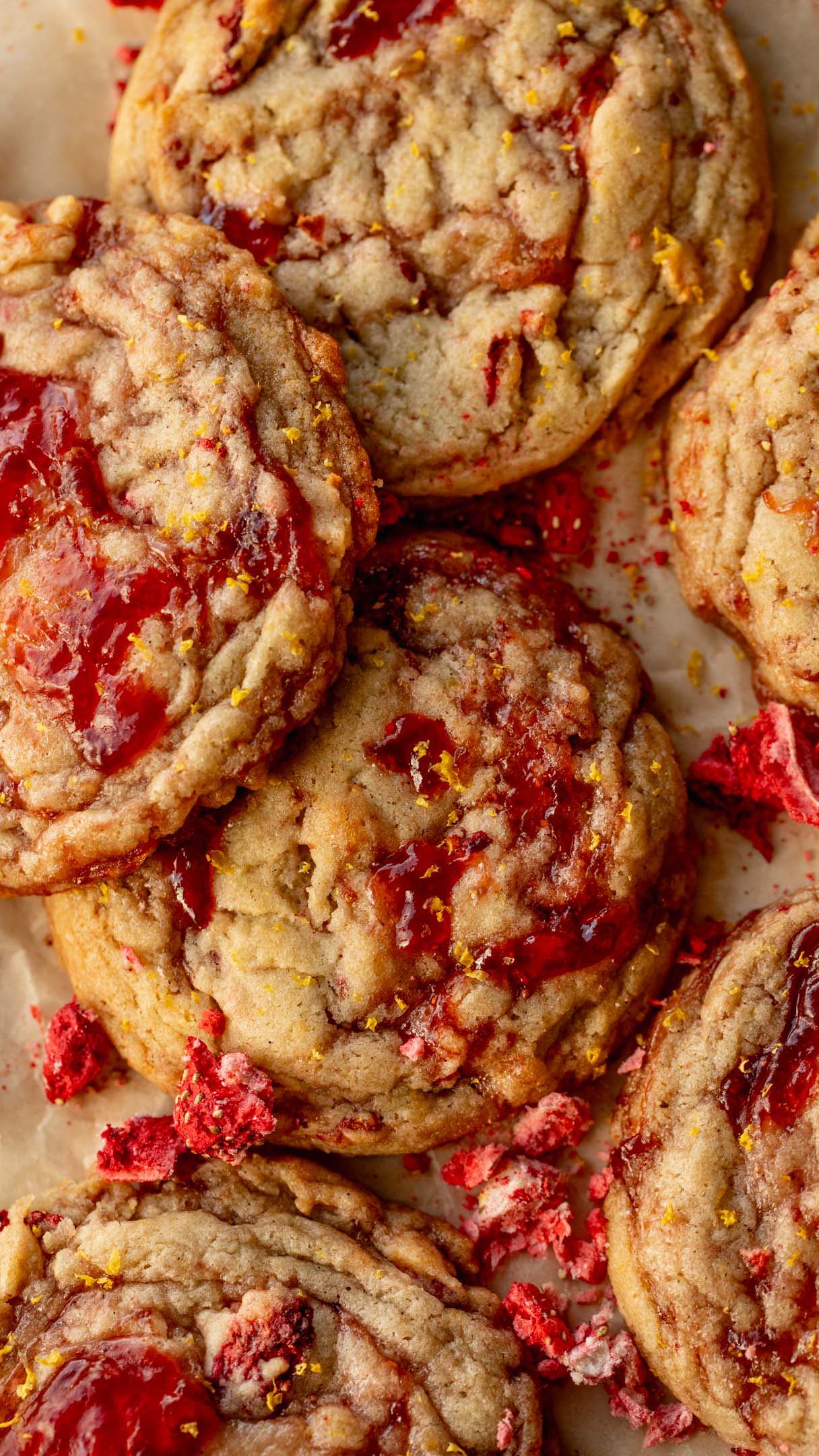 Strawberry Jam Cookies with Lemon Zest