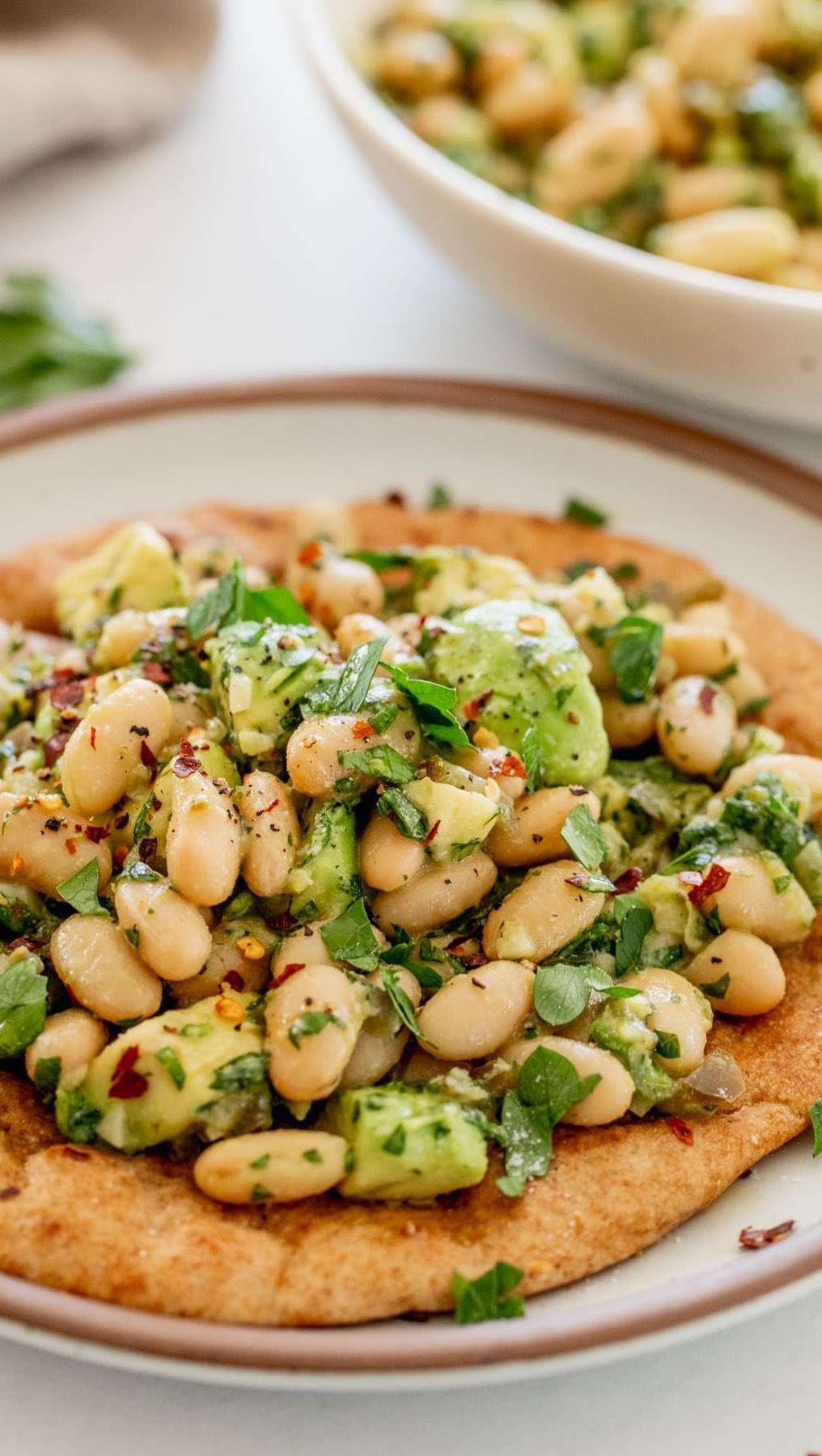 Avocado and Bean Topped Flatbreads