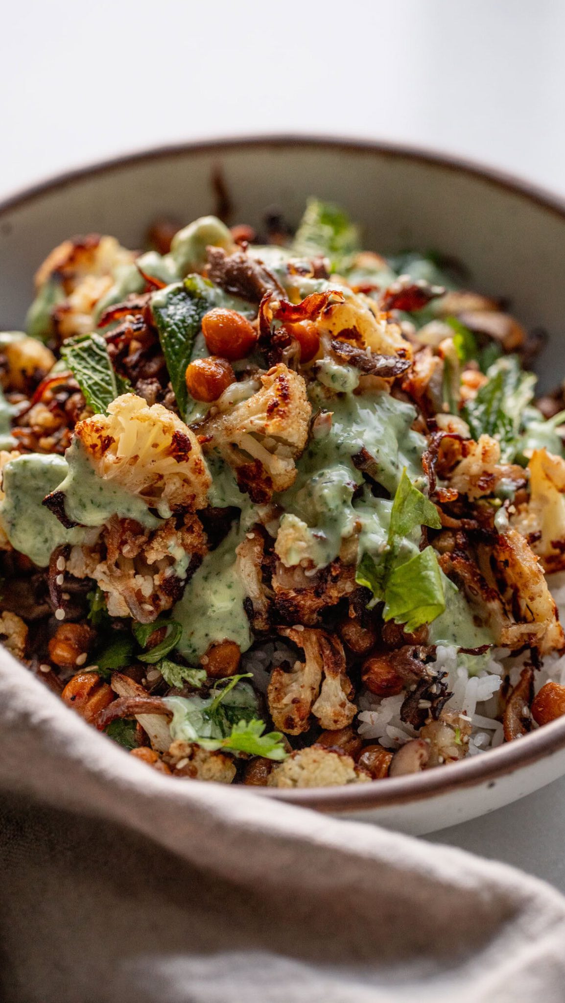 Roasted Sesame Mushroom Bean Bowls