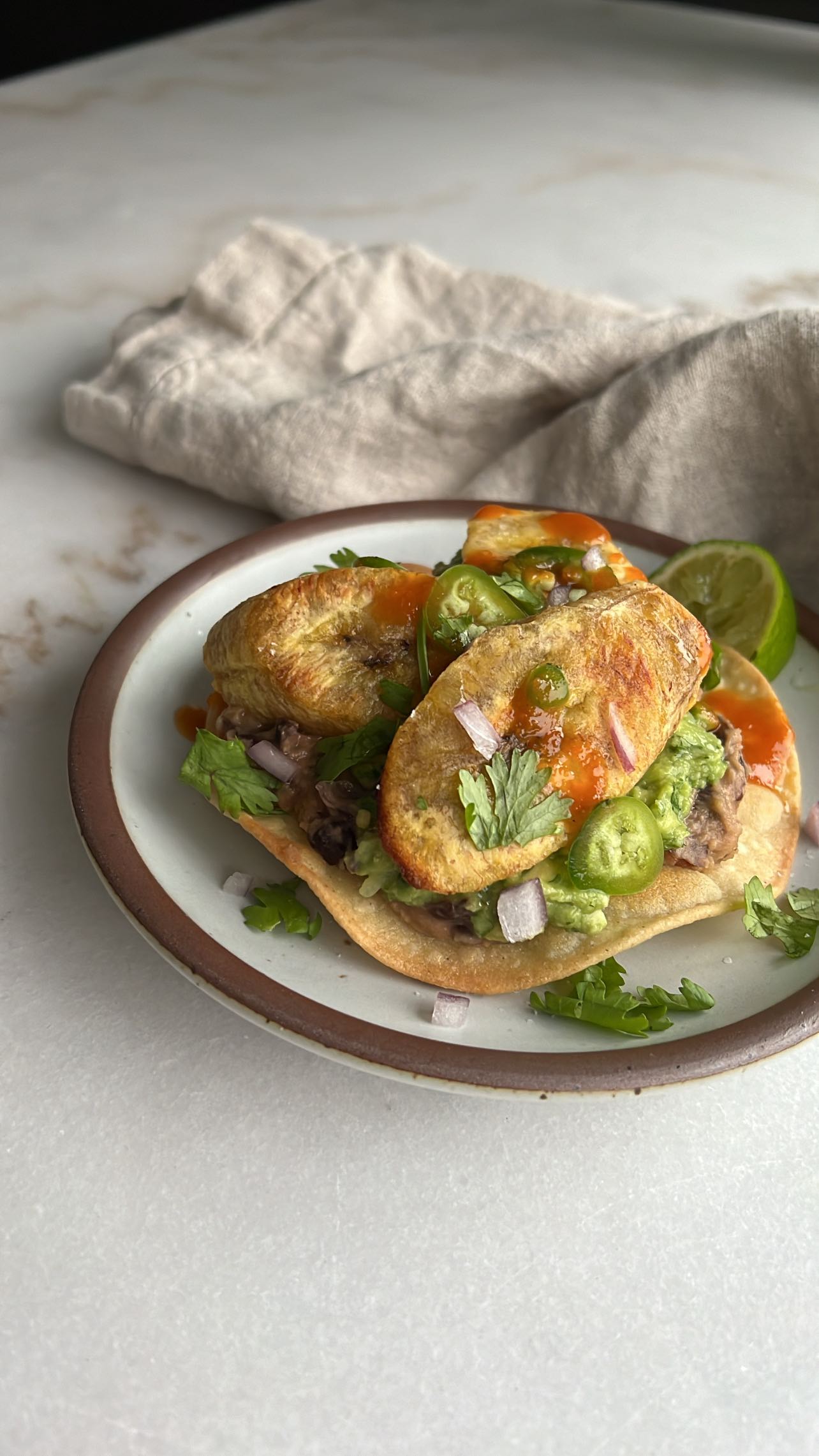 Beans and Plantain Tostada