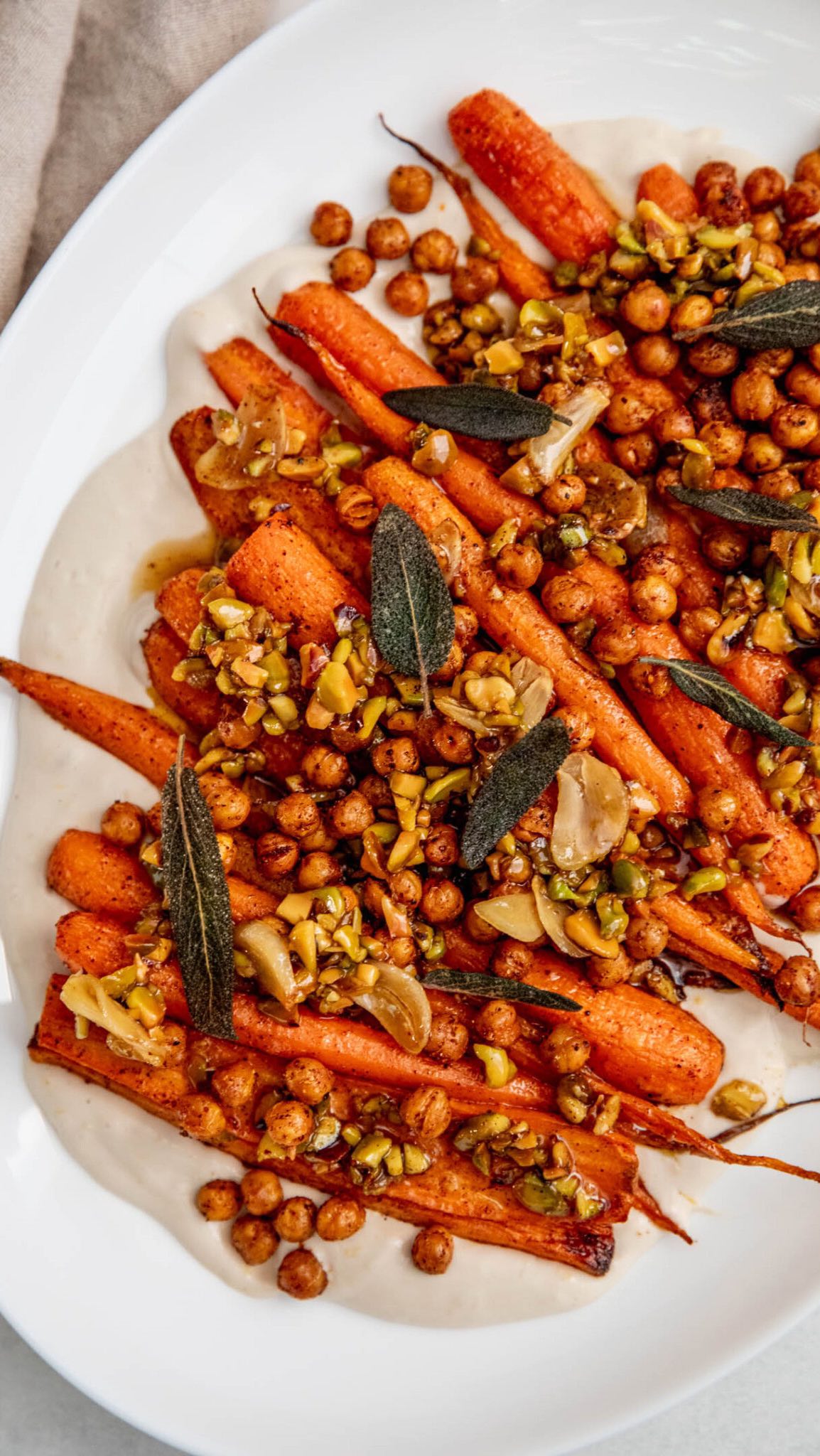 Maple Sage Glazed Carrots with Crispy Chickpeas