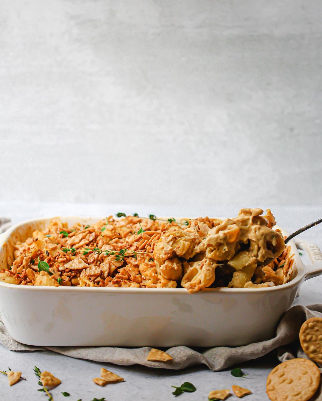 Vegan Butternut Squash Mac and Cheese with a Buttery Cracker Crust