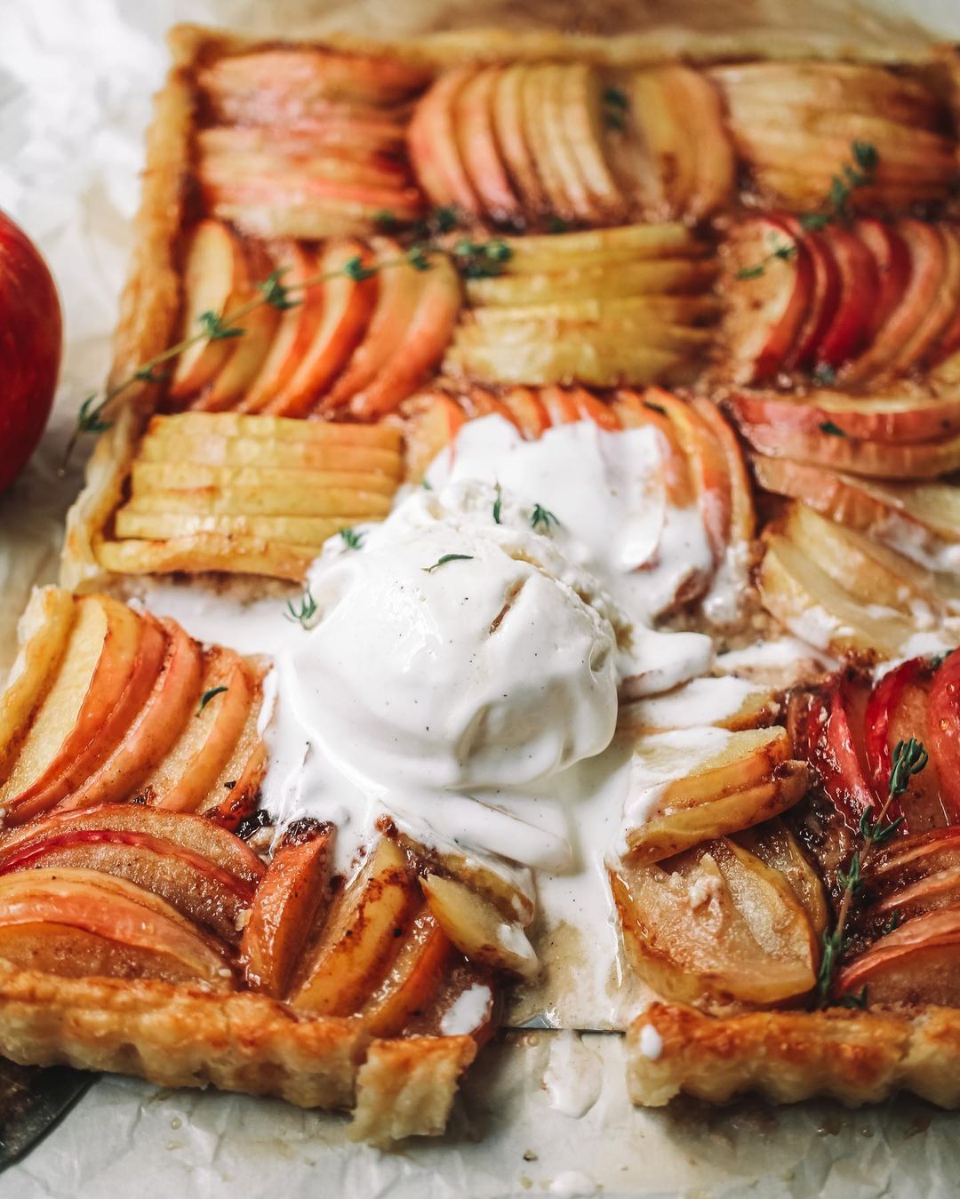 Spiced Maple Glazed Apple and Whipped Feta Tart