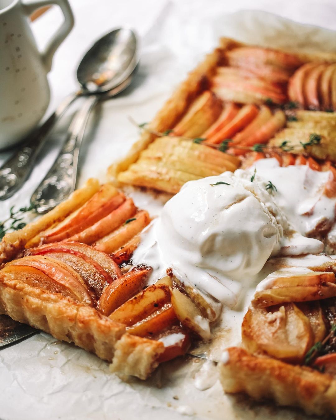 Spiced Maple Glazed Apple and Whipped Feta Tart