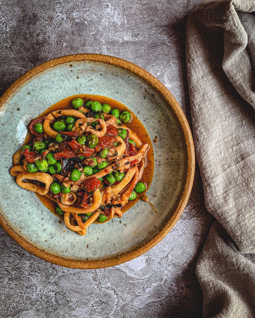 Squid W/ Tomatoes and Peas It