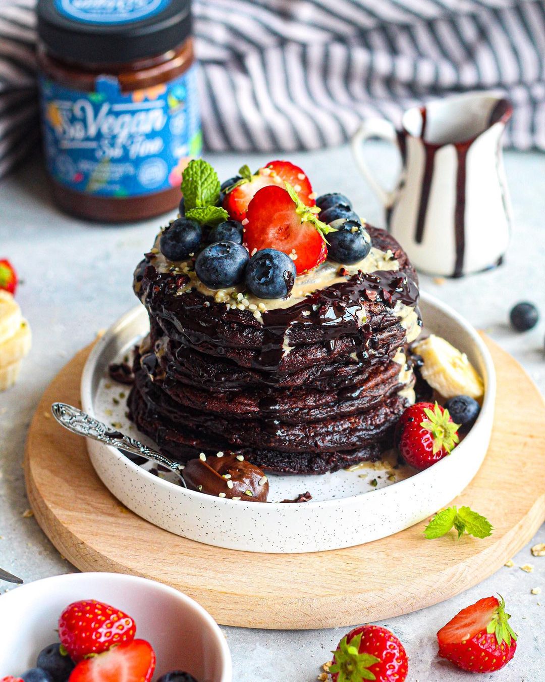 Vegan + Gluten-Free Chocolate Pancakes