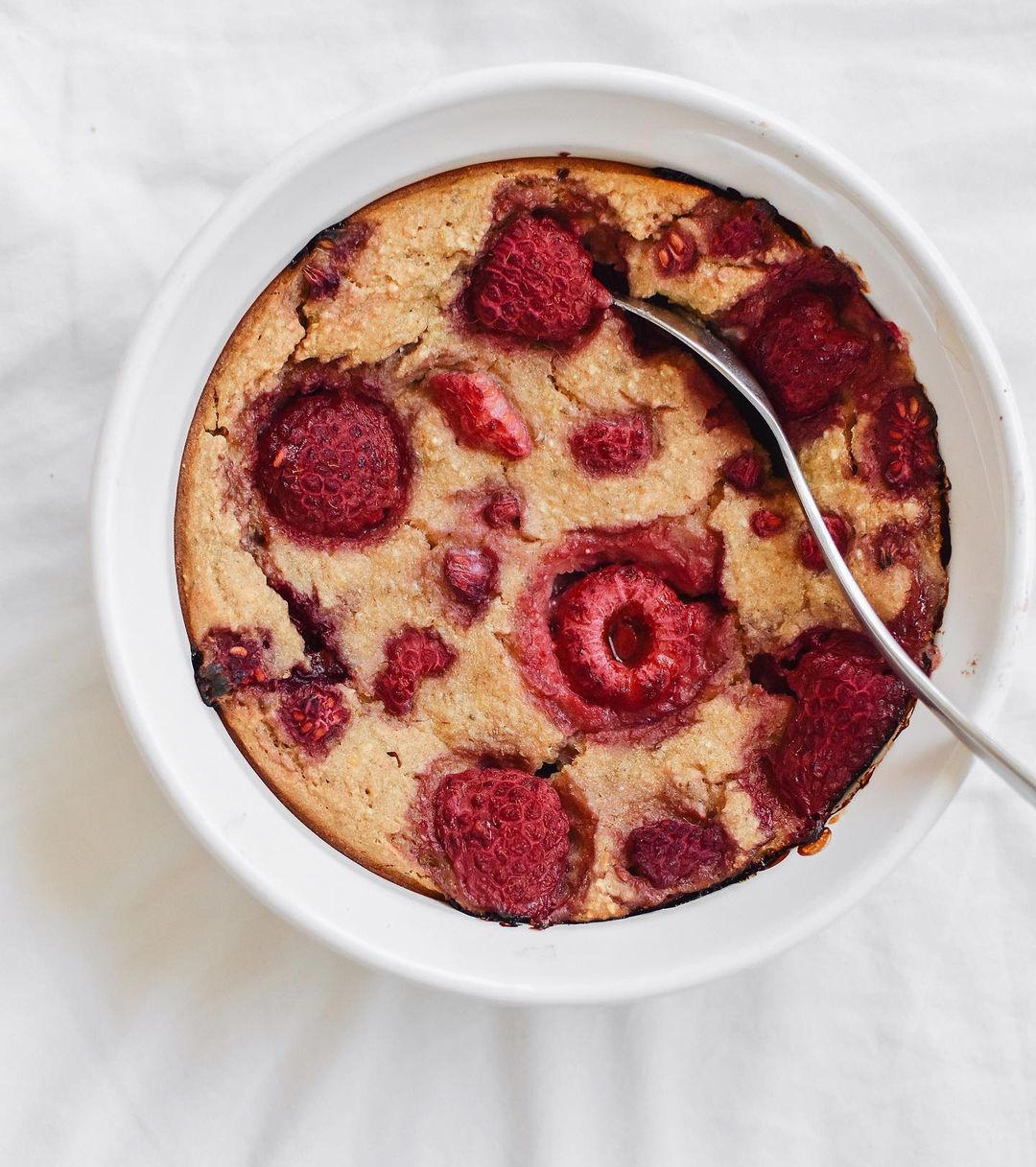 Raspberry Lemon Baked Oat Cake