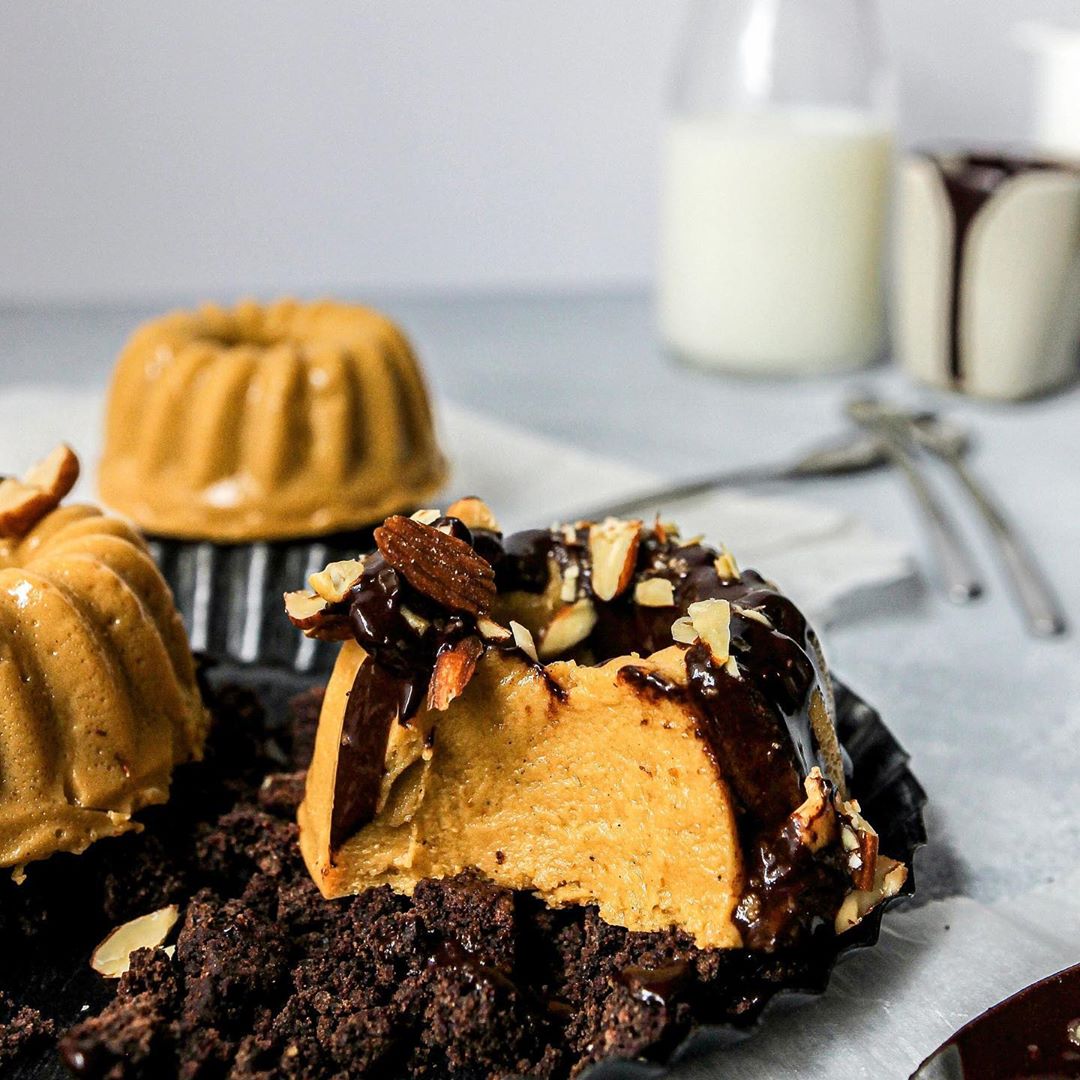 Pumpkin Panna Cotta on a Bed of Brownie