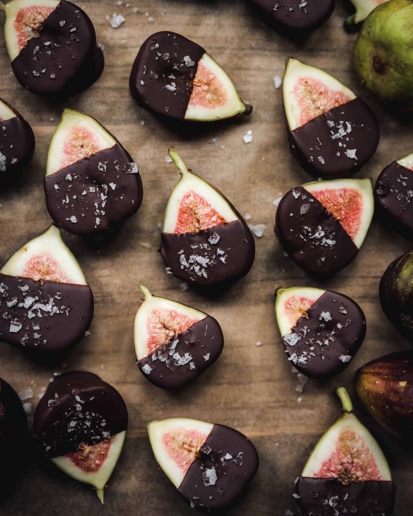 Dark Chocolate Dipped Figs with Flaky Salt