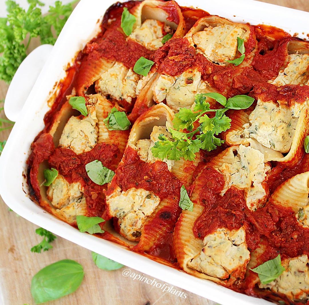 Tofu Ricotta Stuffed Shells