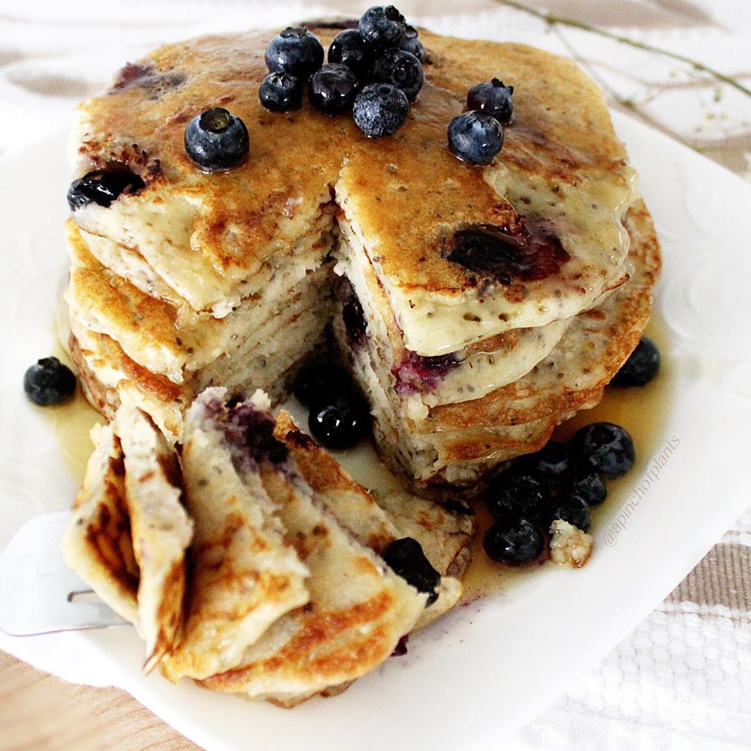 Vegan Blueberry ‘Buttermilk’ Chia Pancakes