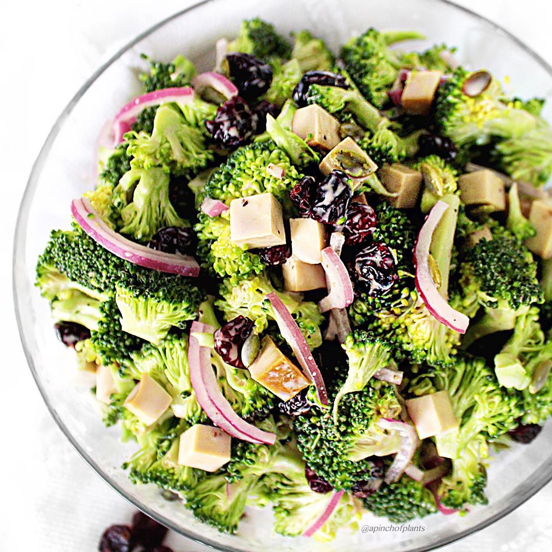 Broccoli Salad with Smoked Tofu and Creamy Balsamic Dressing