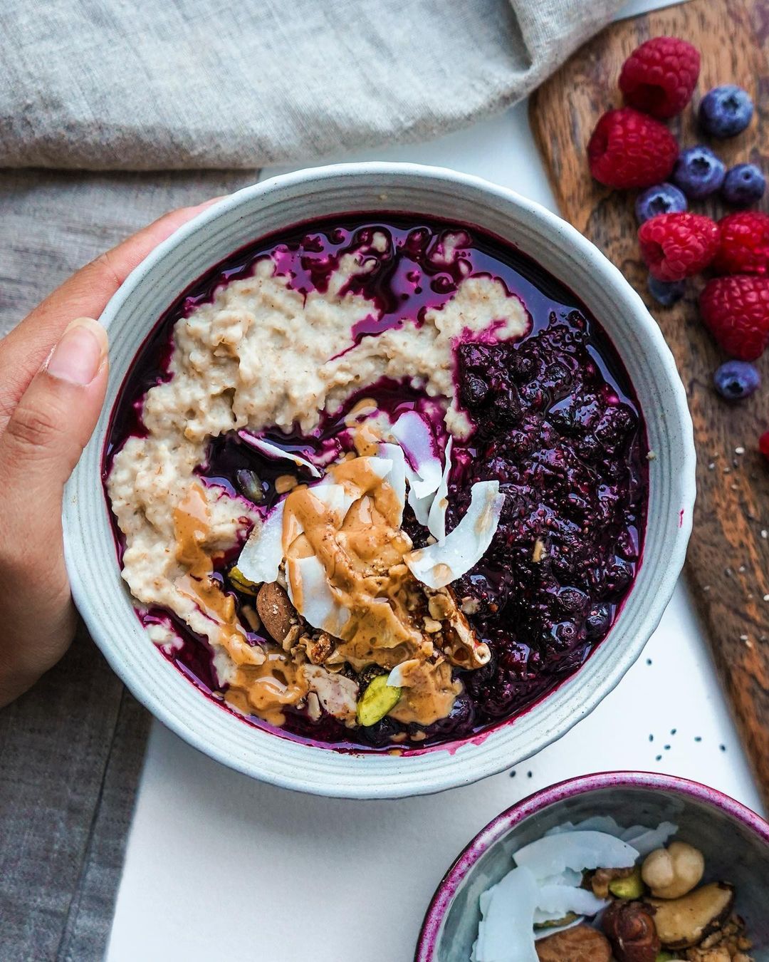 Blueberry Chia Jam Nut Butter Porridge