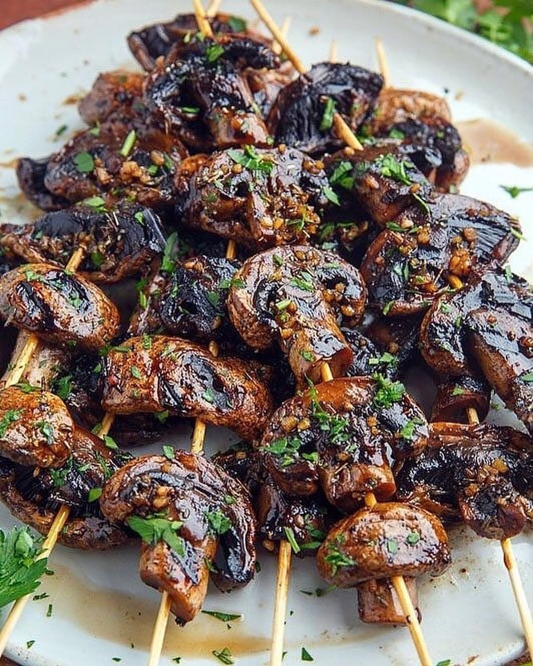 Delectable Balsamic Garlic Grilled Mushroom Skewers