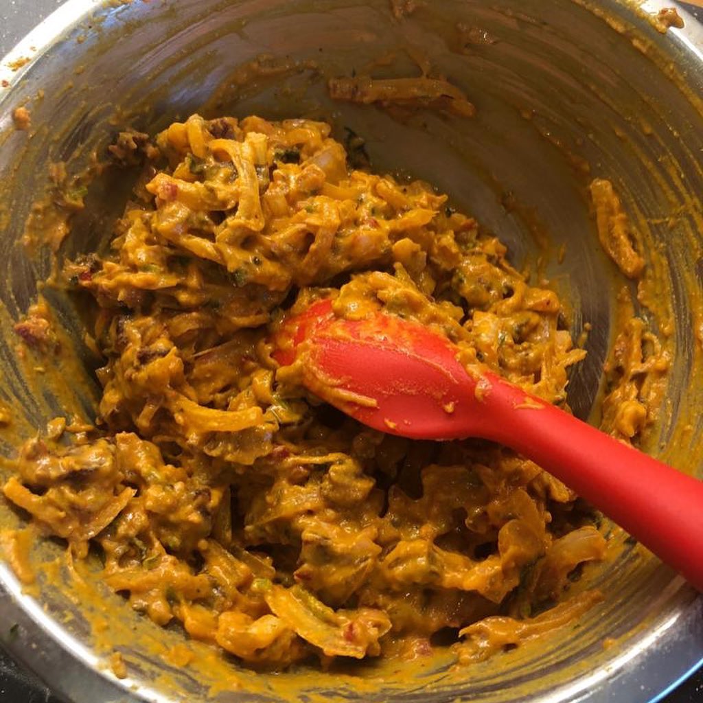 Pakoras and Raita Made with Alpro Yoghurt, Mint & Cucumber