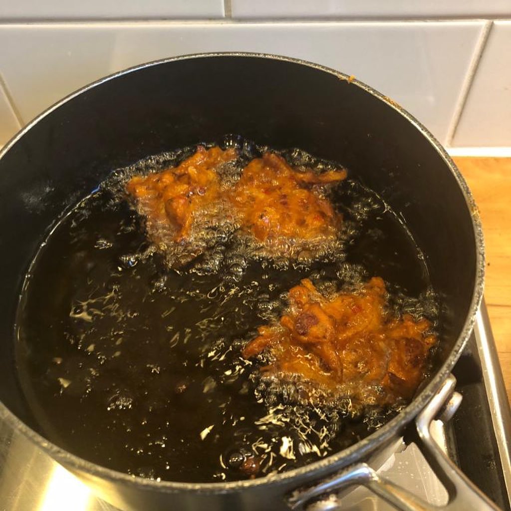 Pakoras and Raita Made with Alpro Yoghurt, Mint & Cucumber