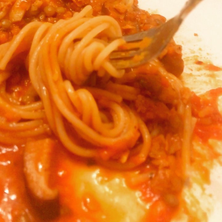 Vegan Lentil and Soya Mince Spaghetti Bolognese