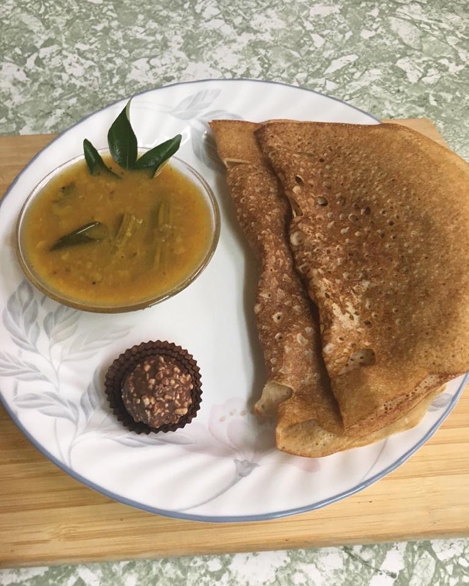 Wheat Flour Dosa/ Crepes with Sambar