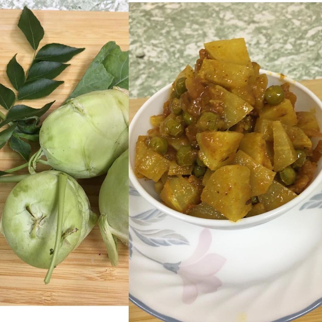 Turnip Peas Curry : German Turnip/noolkal/ Kohlrabi