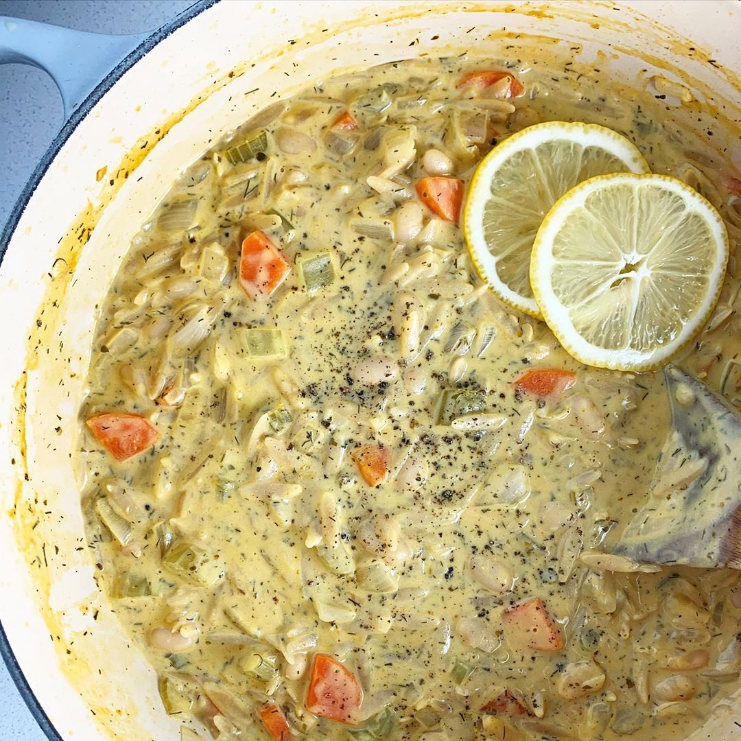 Vegan Lemony White Bean & Orzo Soup