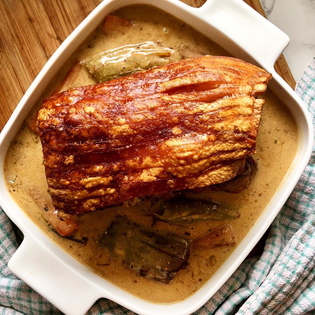 Cider Braised Pork Shoulder with Creamy Cider Mustard Sauce