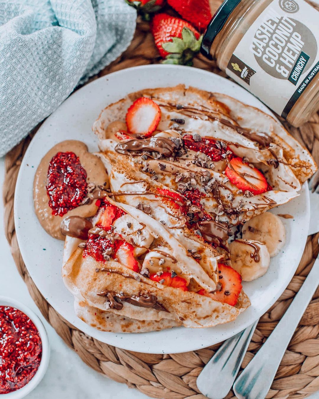 Sweet crepes filled with nut butter