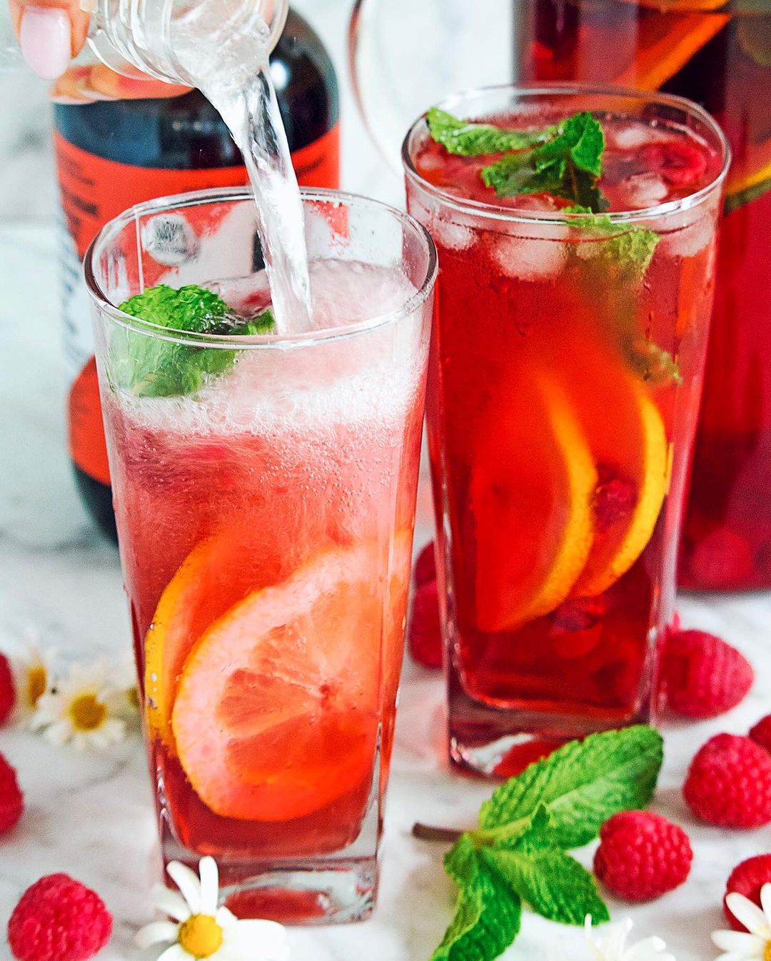 Raspberry and Mint Ice Tea