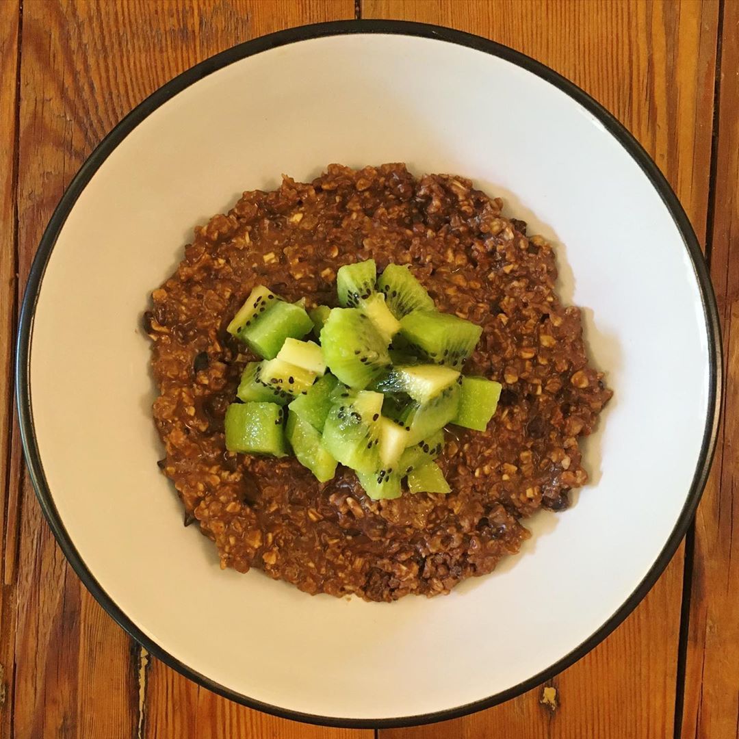 Vegan Chocolate Oatmeal Bowl with Toppings