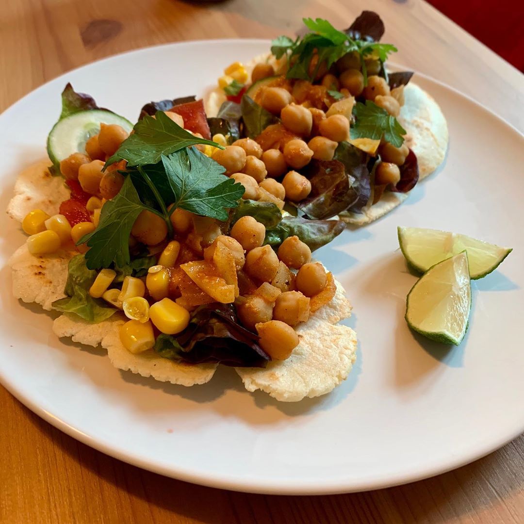 Chickpea Tacos with Homemade Corn Wraps