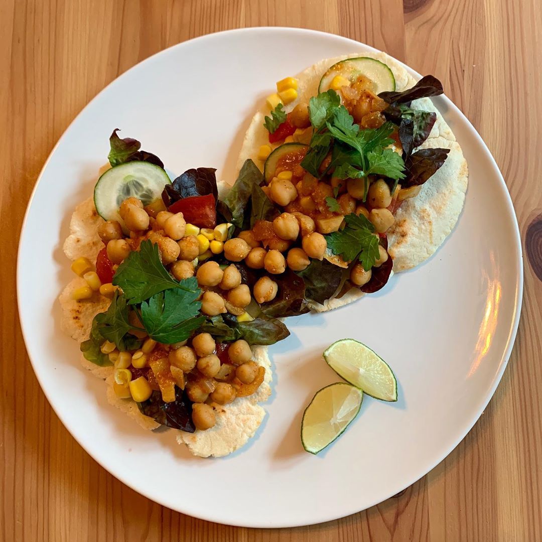 Chickpea Tacos with Homemade Corn Wraps