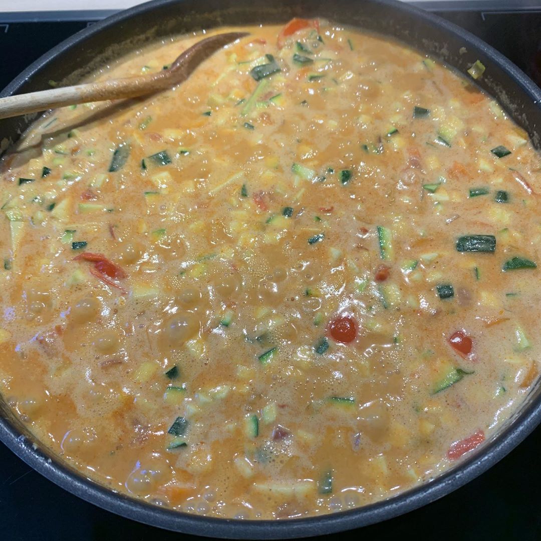 Red Chickpea Curry with Vegetables and Buckwheat