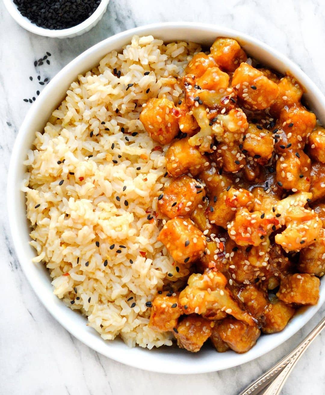 Orange-Sesame Tofu + Cauliflower