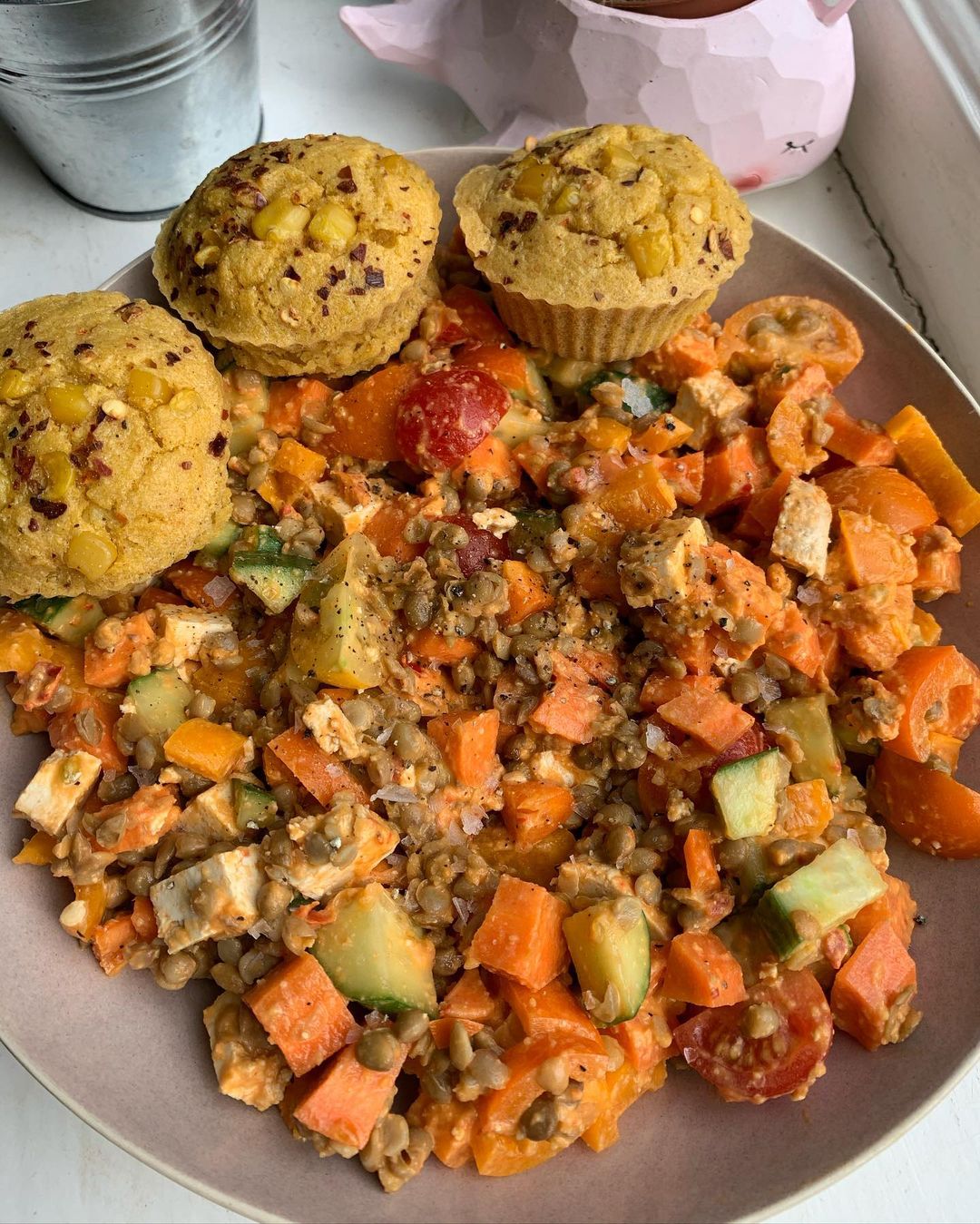 Vegan Cornbread + Lentil Salad