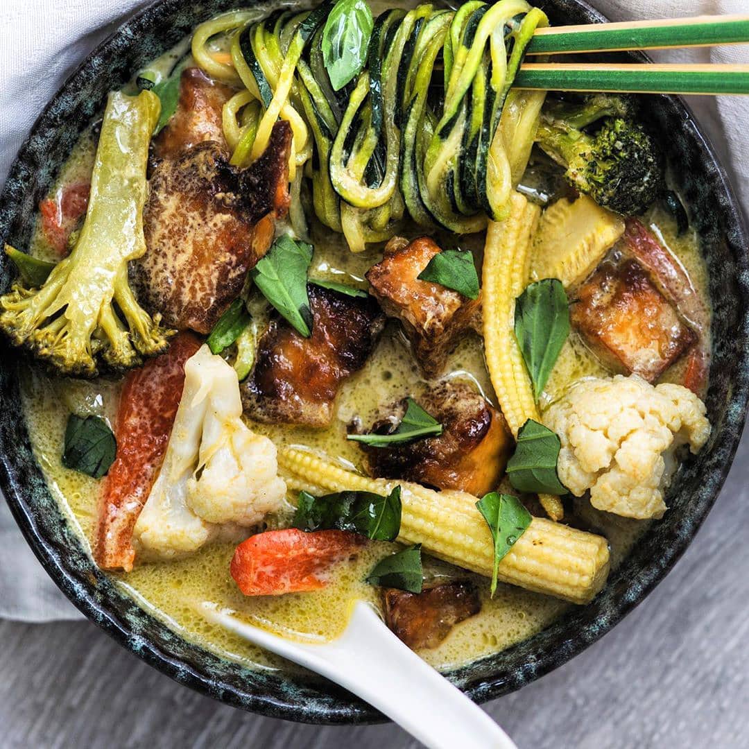 Loaded Thai Green Curry Zoodle Soup