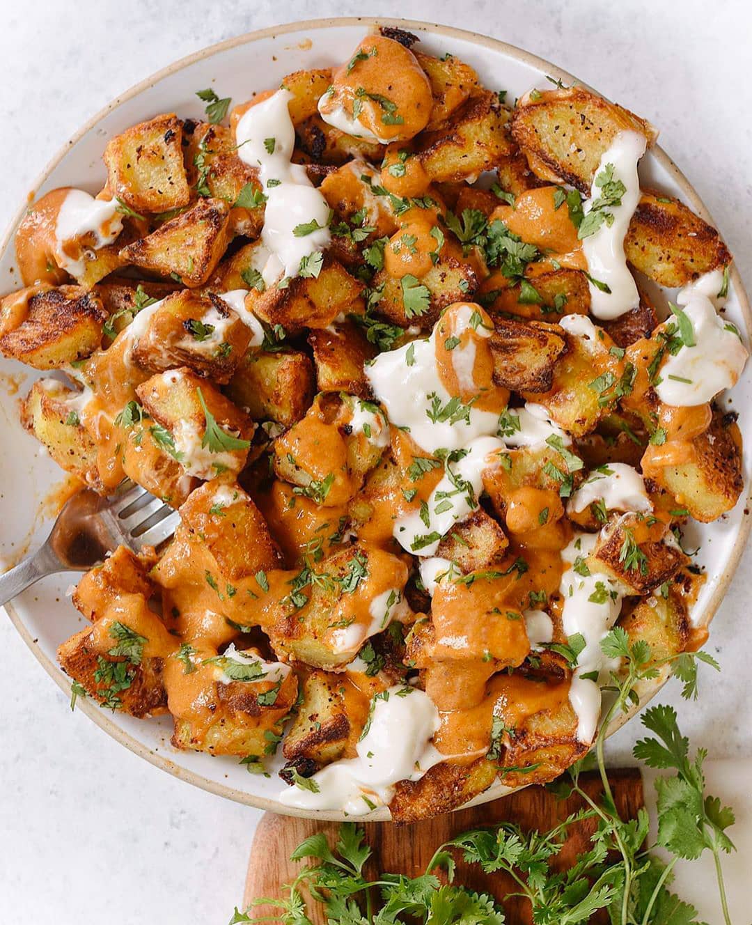 Crispy Potatoes with a Smokey Paprika Sauce & Creamy Garlic Aioli