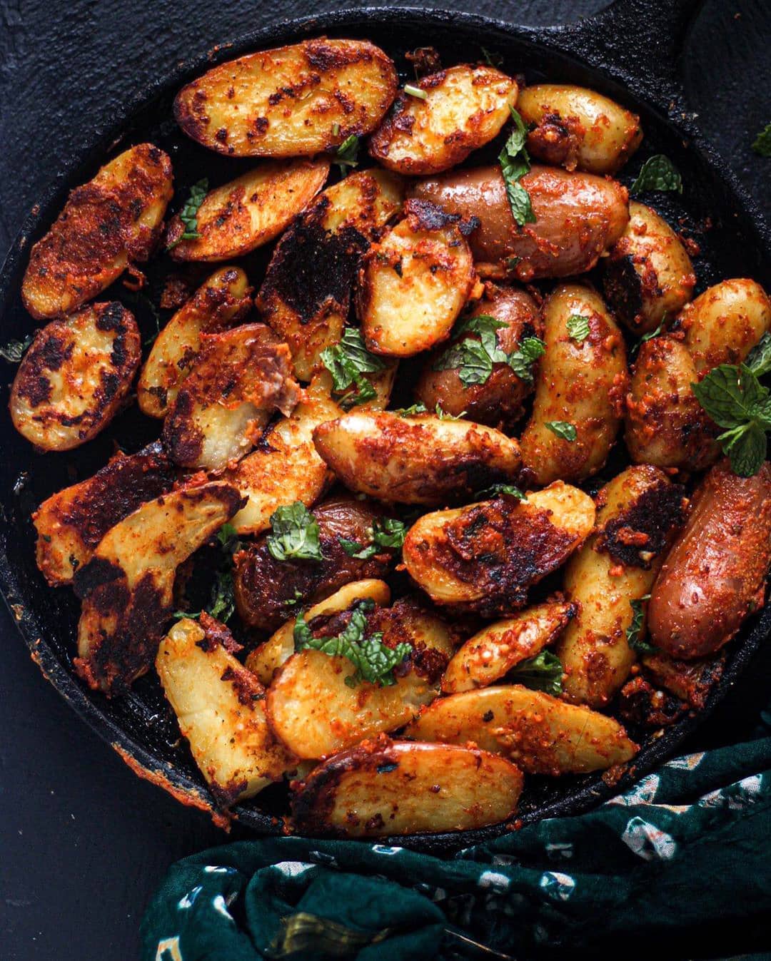 Minty Harissa-Roasted Potatoes