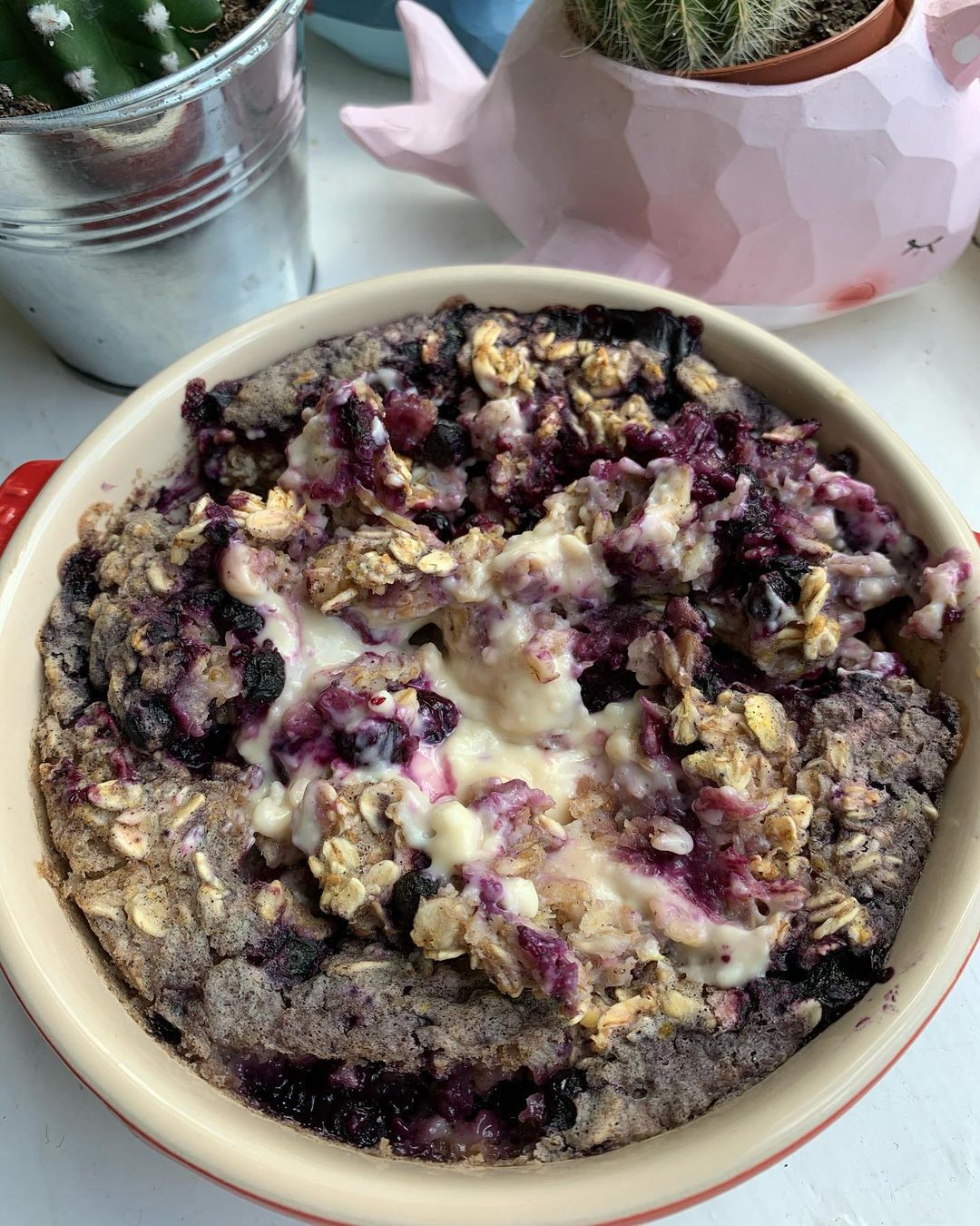 Blueberry Lemon Cheesecake Baked Oats