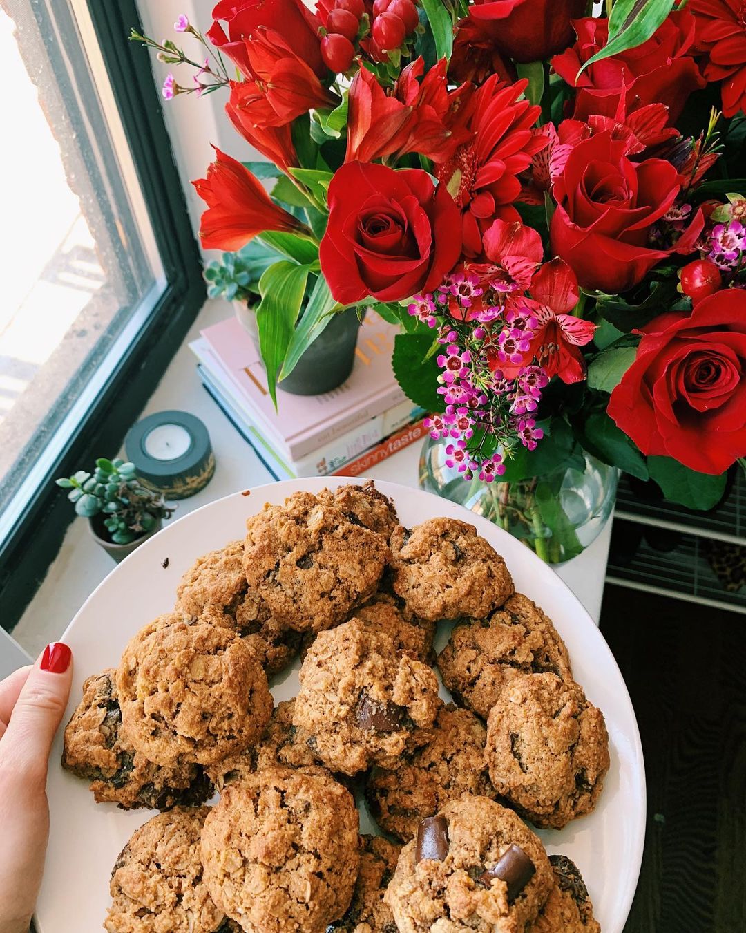 Healthy Chocolate Chip Cookies for Valentine's Day