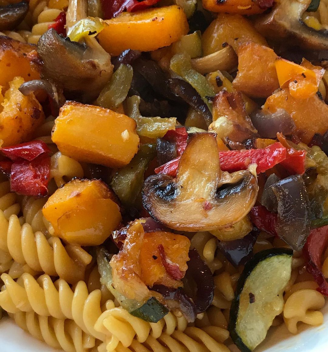 Marmite Pasta with Roasted Veg for Dinner