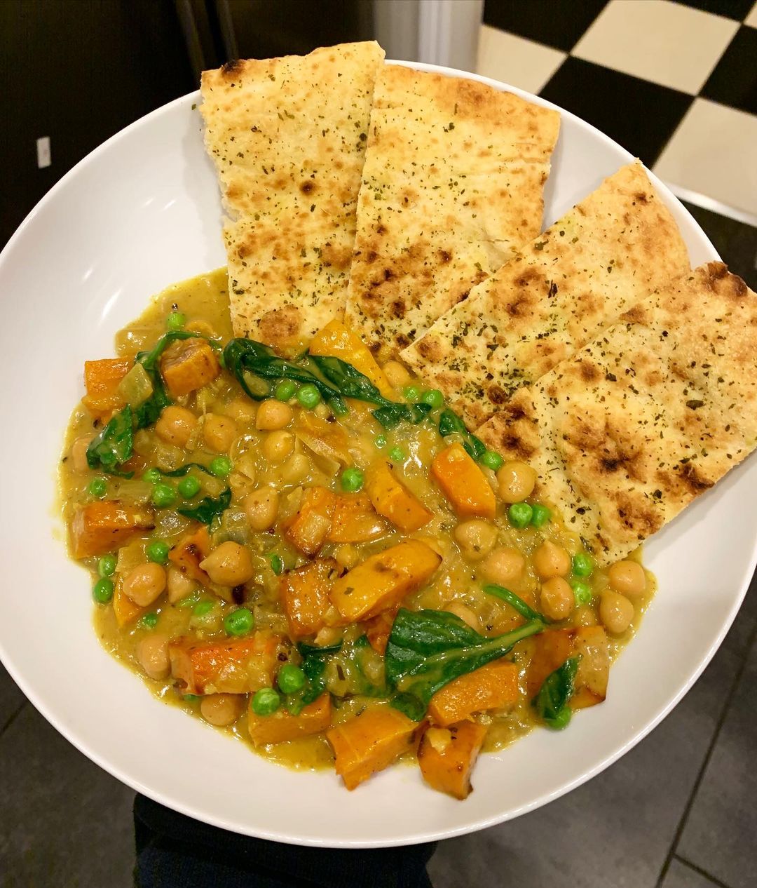 Butternut Squash Curry with Vegan Naan Bread