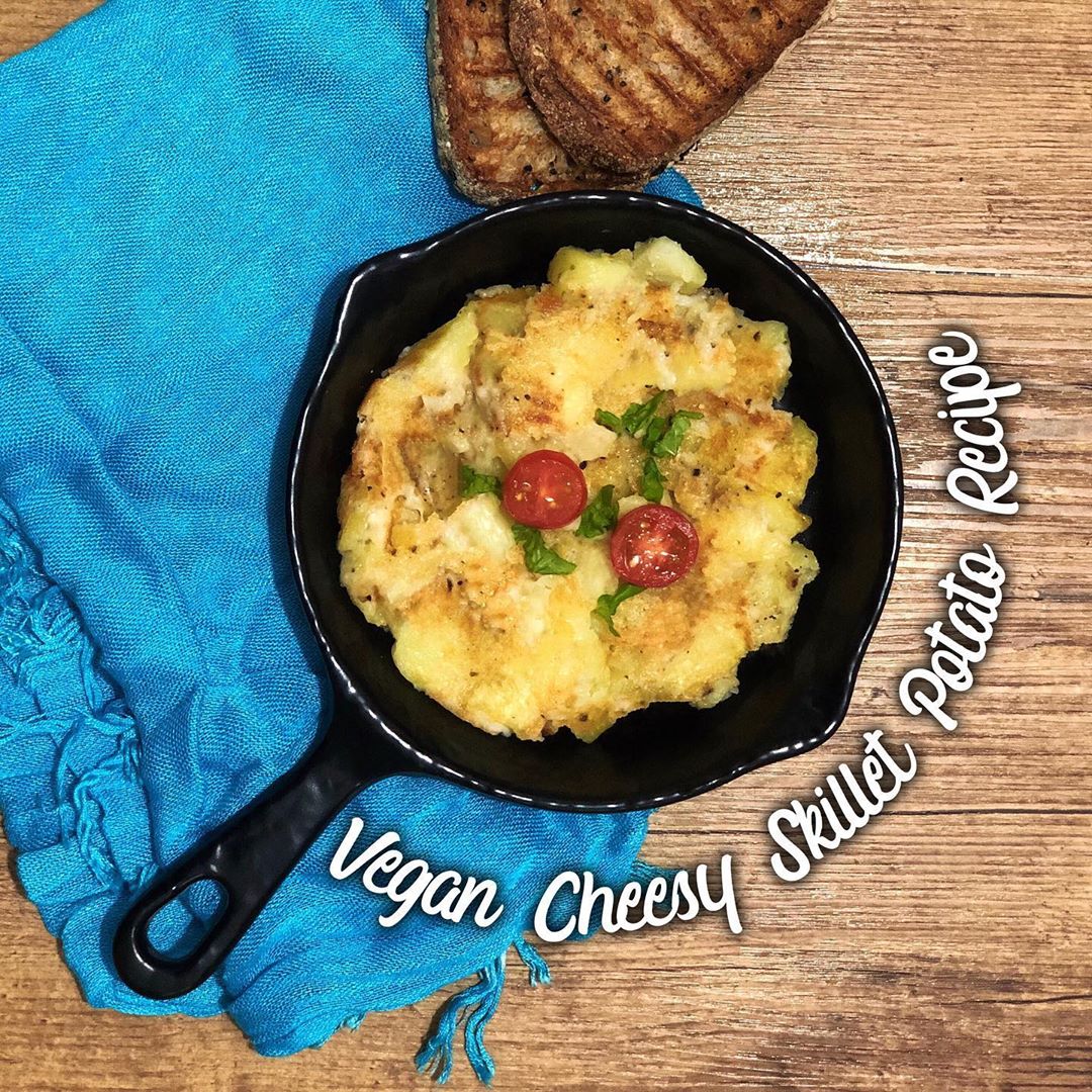 Vegan Cheesy Skillet Potato Recipe