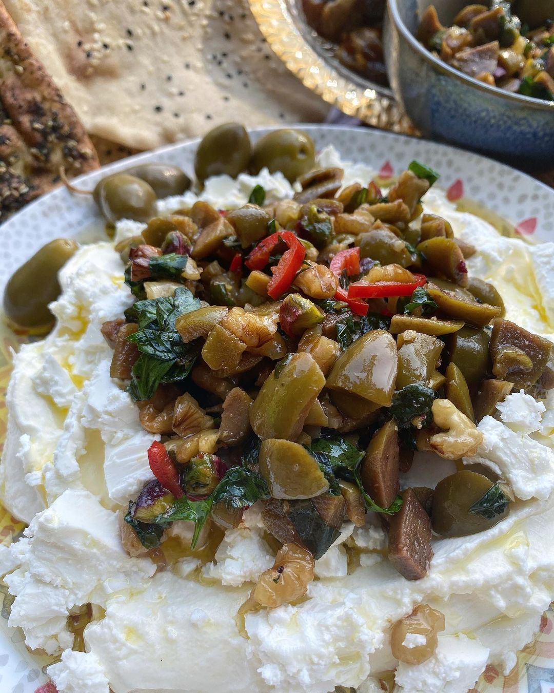 Green Olive, Walnut and Pomegranate Relish