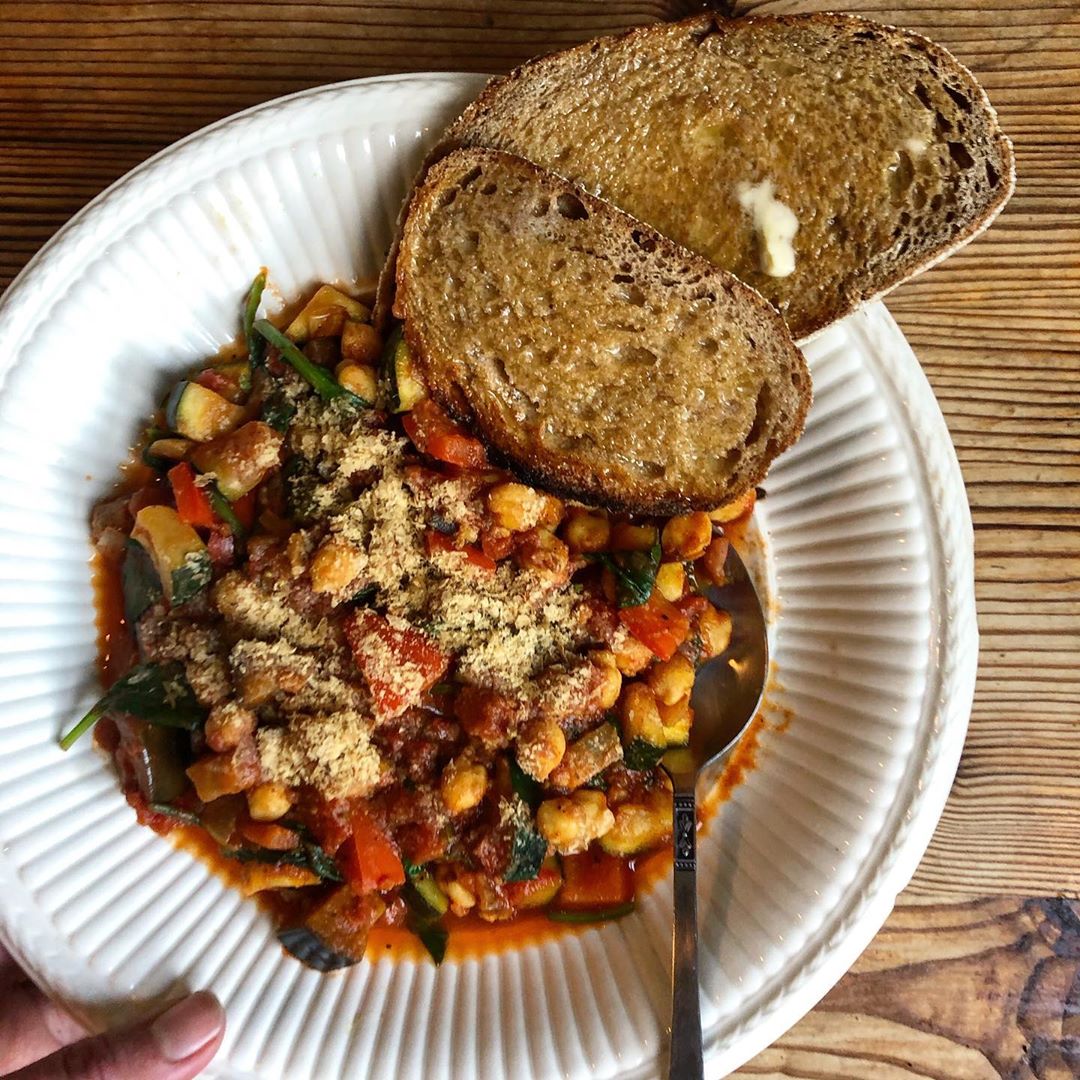 Veggie Stew and Spelt Toast with Vegan Butter