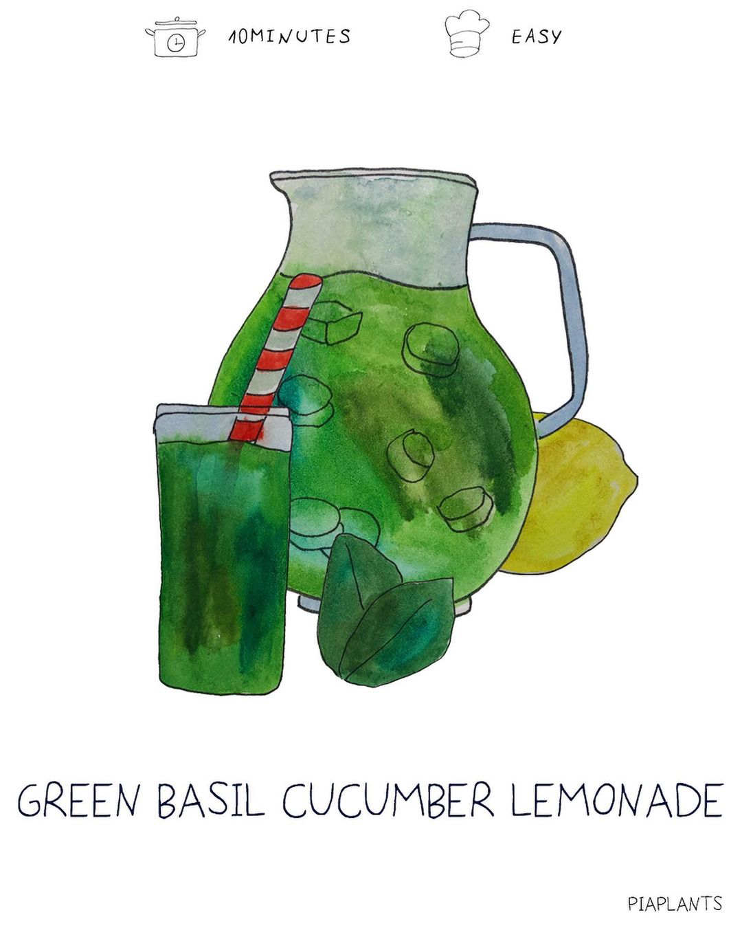 Green Basil Cucumber Lemonade