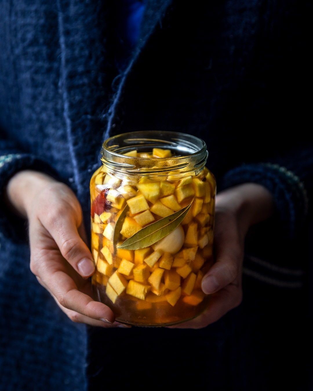 Homemade Pumpkin Pickles with Vinegar and Herbs