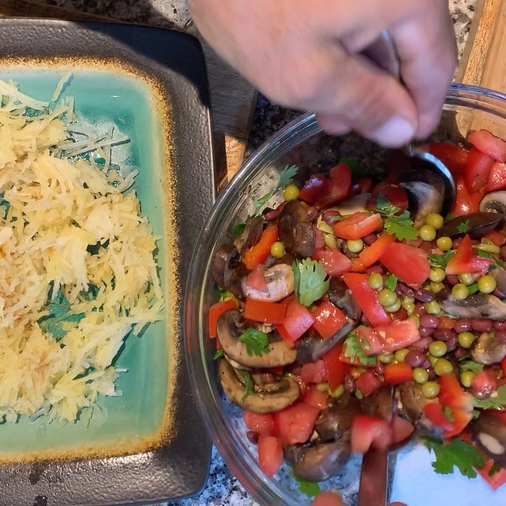 Spaghetti Squash Veggie Medley with Roasted Chipotle Corn Sauce