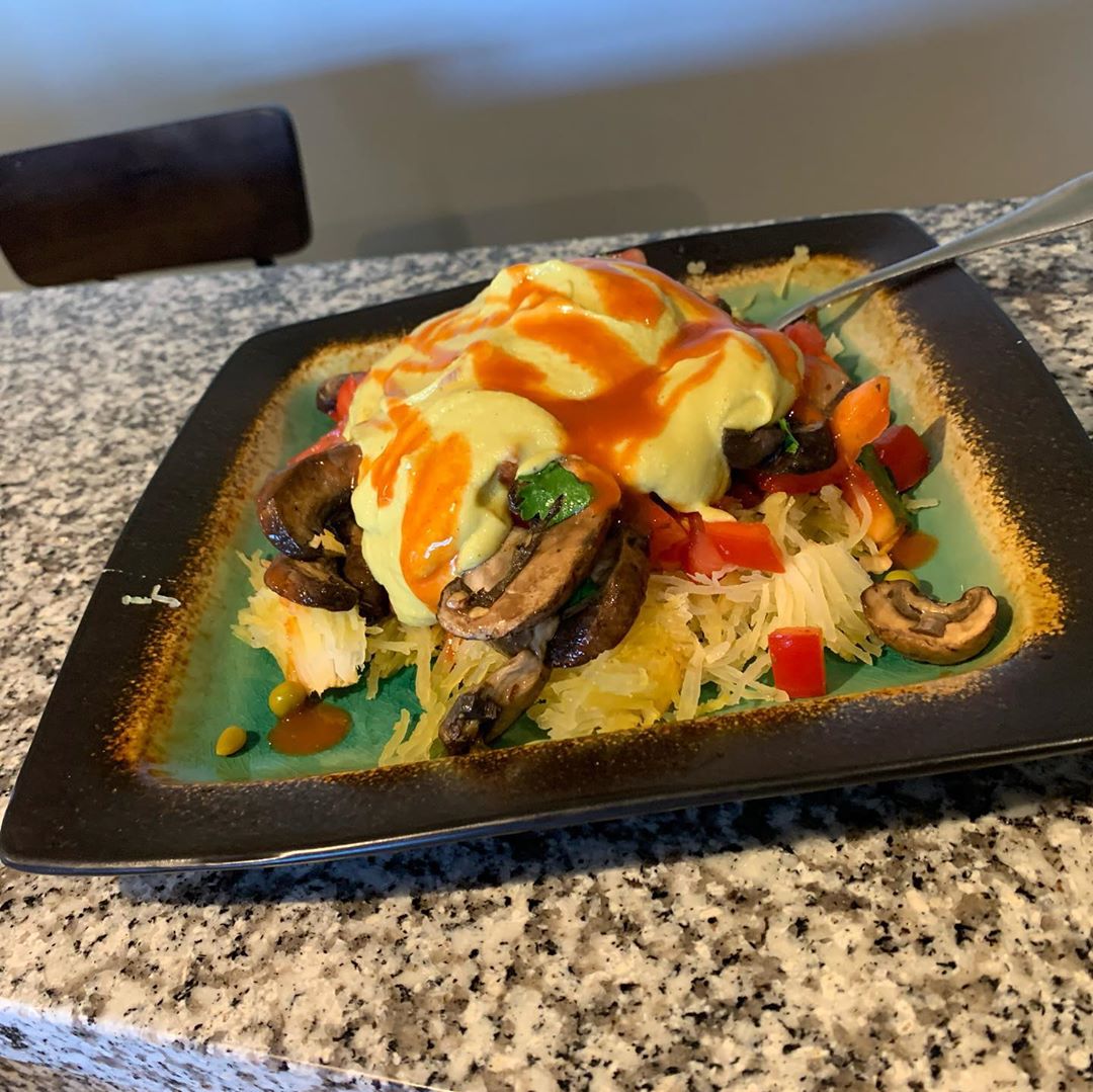 Spaghetti Squash Veggie Medley with Roasted Chipotle Corn Sauce