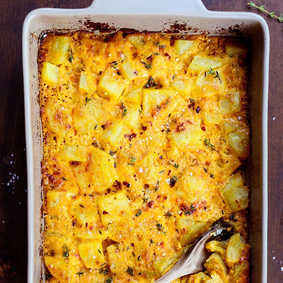 Cheesy Pumpkin Potato Bake