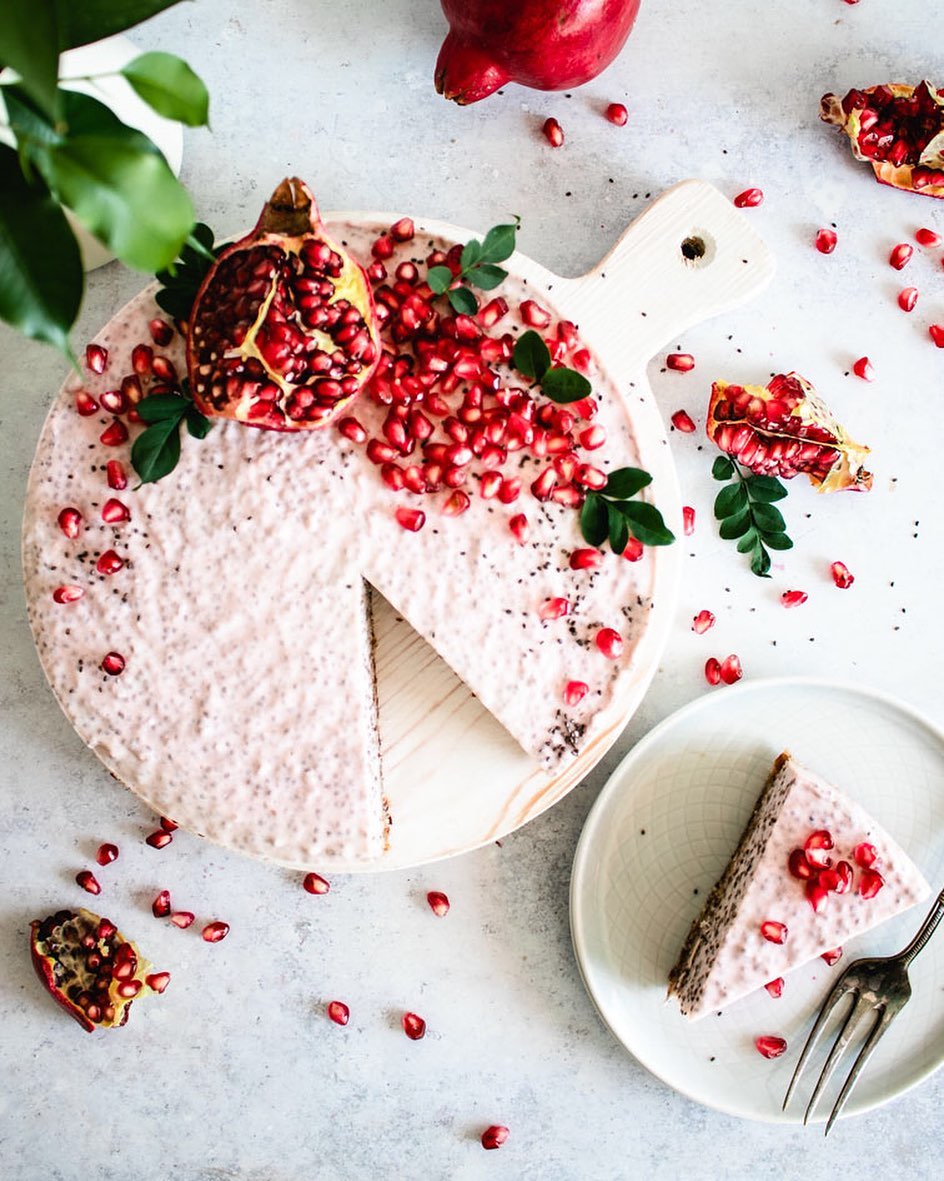 Pomegranate Chia Pudding Cake